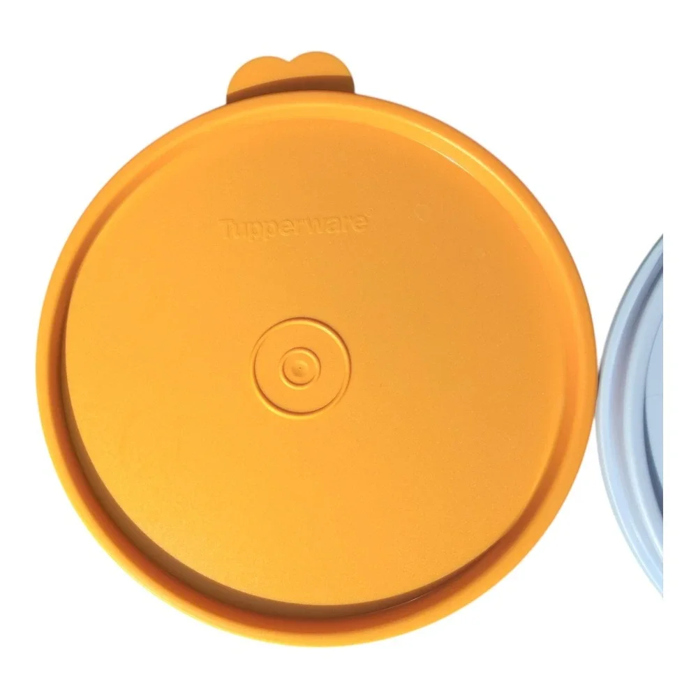 Vintage Tupperware Round Replacement Lids Set of 4 Orange Blue 6 Inch 227-28